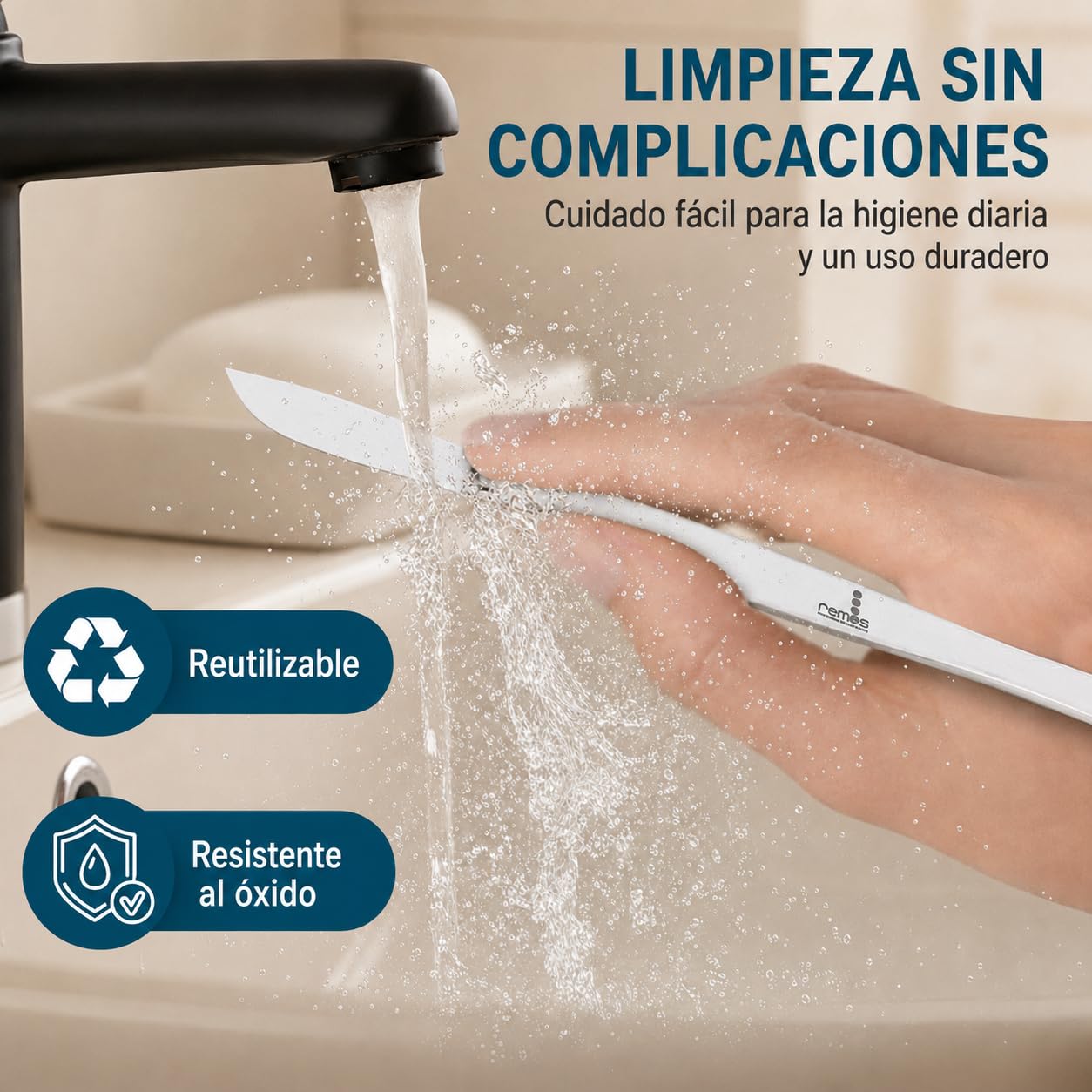 REMOS bisturí romo [16cm] inoxidable - para raspar los callos después de un baño de pies