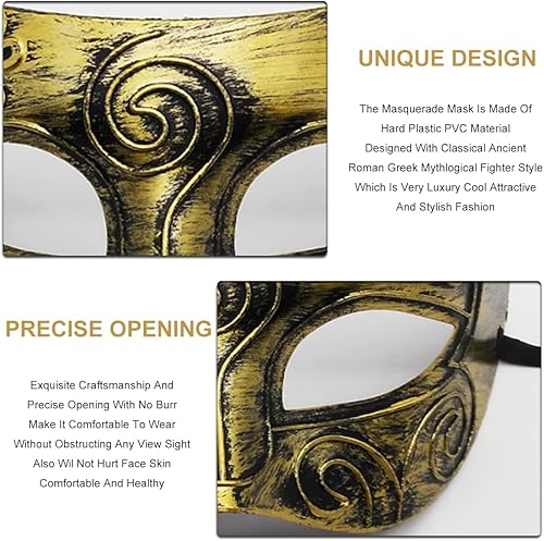 Miniatura 3 de MYMENU Máscara de mascarada para hombres y mujeres, vintage, griego, veneciano, retro, para Halloween, carnaval, Mardi Gras, disfraz de cosplay