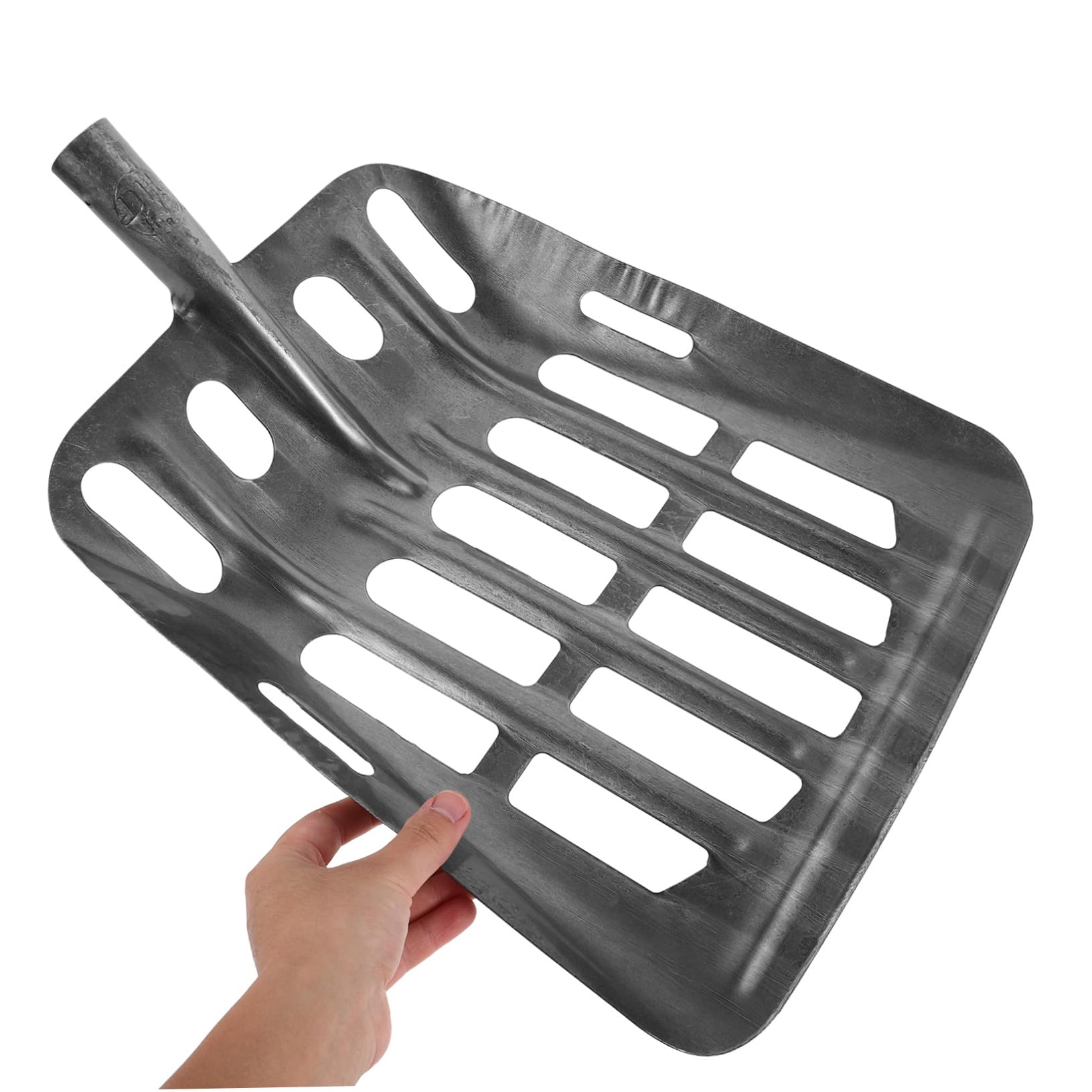 Pala de Hierro Plata con Diseño de Cedazo y Estructura Reforzada | Malla Hueca con Separación de 2, 6cm, Resistente al Desgaste, para Secado de Grano y Hogar