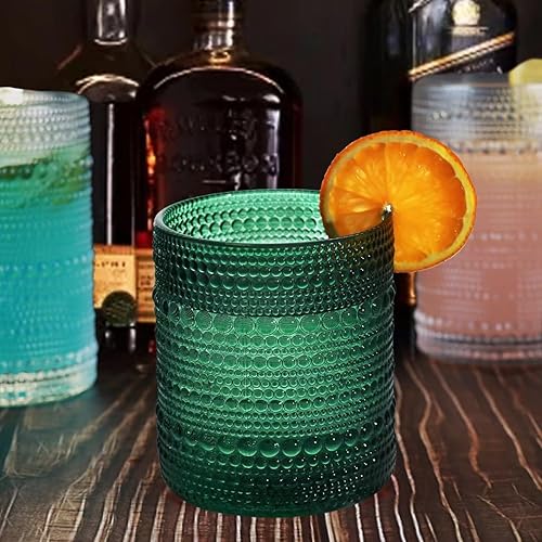 Miniatura 5 de Juego de 8 vasos de bebida vintage Hobnail para beber, vasos altos de 12 onzas y 10 onzas, vaso para cócteles, whisky, jugo, leche