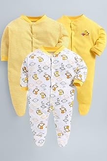 100% Cotton Baby Rompers Sleepsuits Jumpsuits Night Suits for Newborn Baby Boys & Girls | Soft Infant Bodysuit | Pack of 3 Kids Rompers