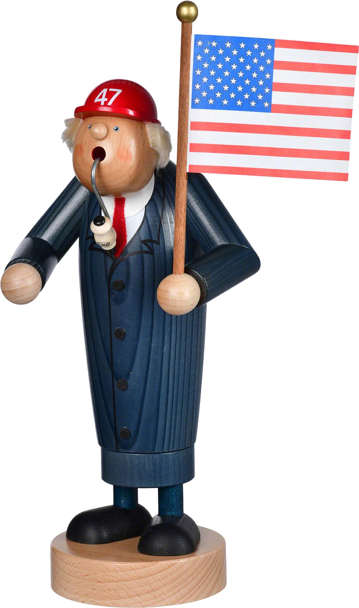 KWO Homme Fumeur Président 28 cm, sculpture d'art en bois haut de gamme