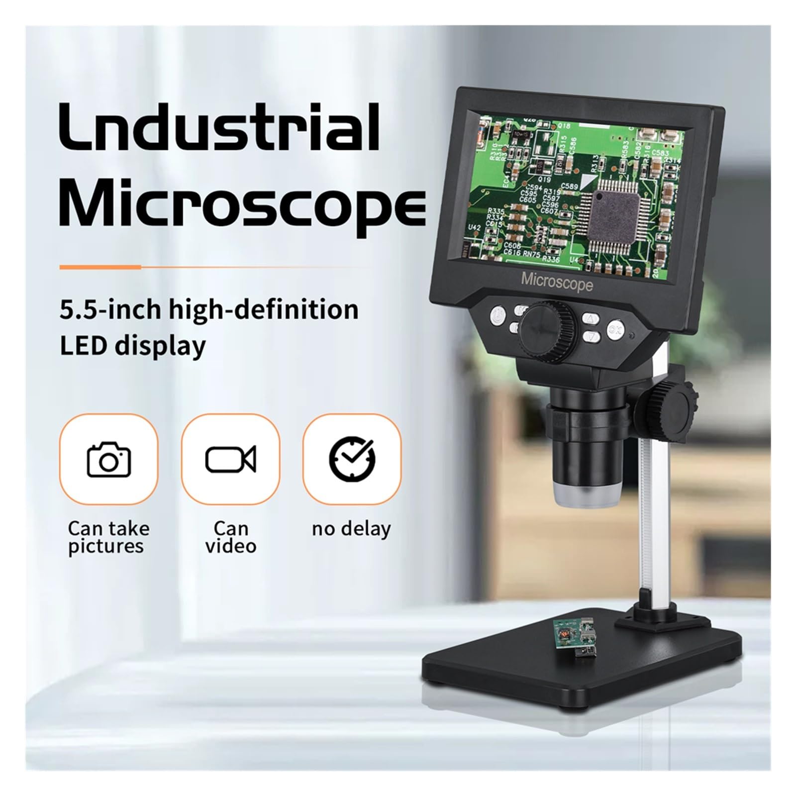 5.5 インチ LCD ディスプレイ電子顕微鏡 10 メガピクセル工業用顕微鏡