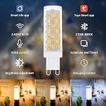 I-SHUNFA Wi-Fi Smart G9 LED Ampoules,Compatible avec Alexa/Google Assistant, Dimmable, Blanc chaud à Blanc frais, Luminosité réglable de 1% à 100% 120V,0,4-4,7W,40LM-450LM, G9 Intelligent LED Ampoule(3 Boîte)