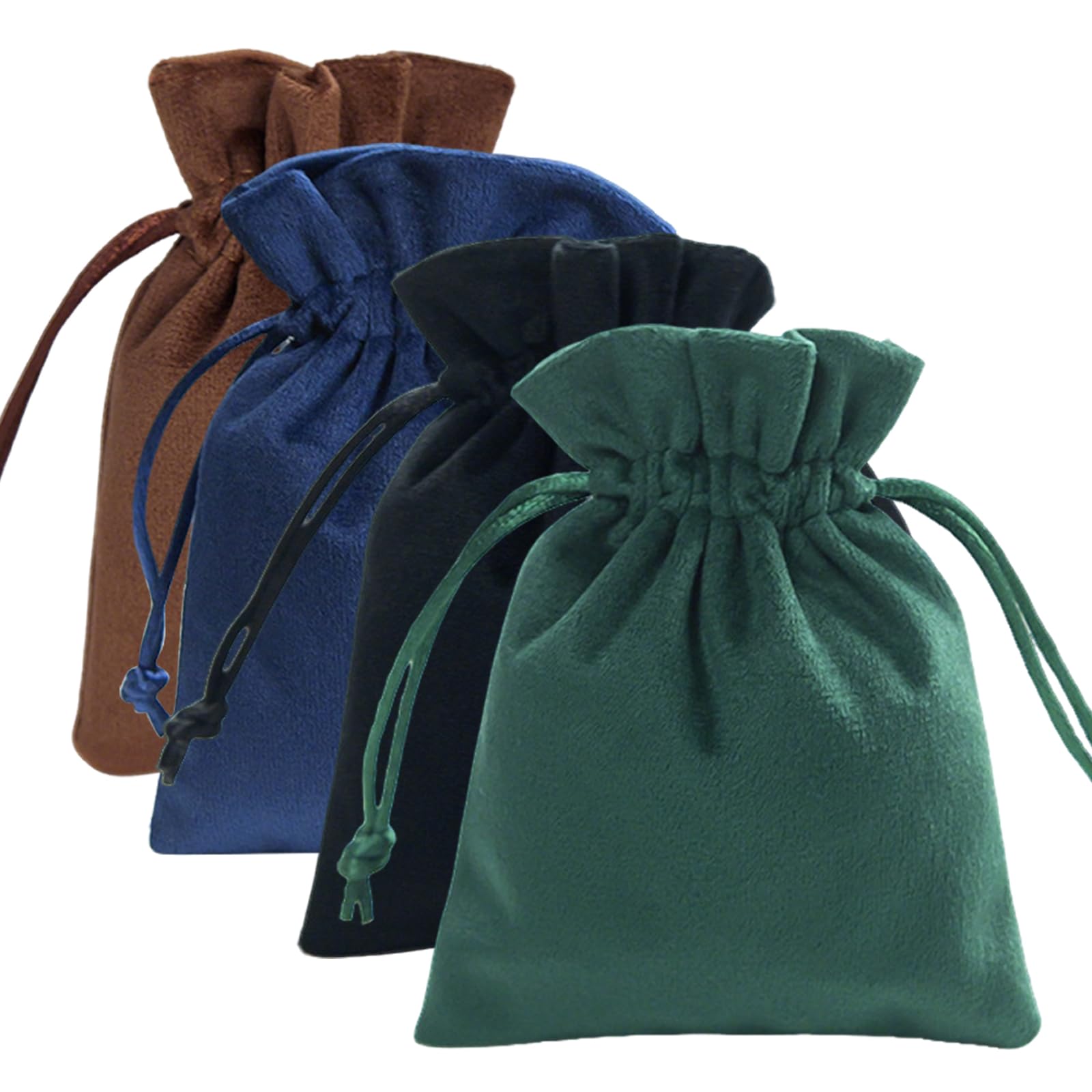 4Pcs Soft Velvet Bags with Drawstrings – 7.08 x 5.11 Inch Velvet Gift Pouches for Tarot, Rune, Jewelry, Crystals, Dice Bags (4 Colors)