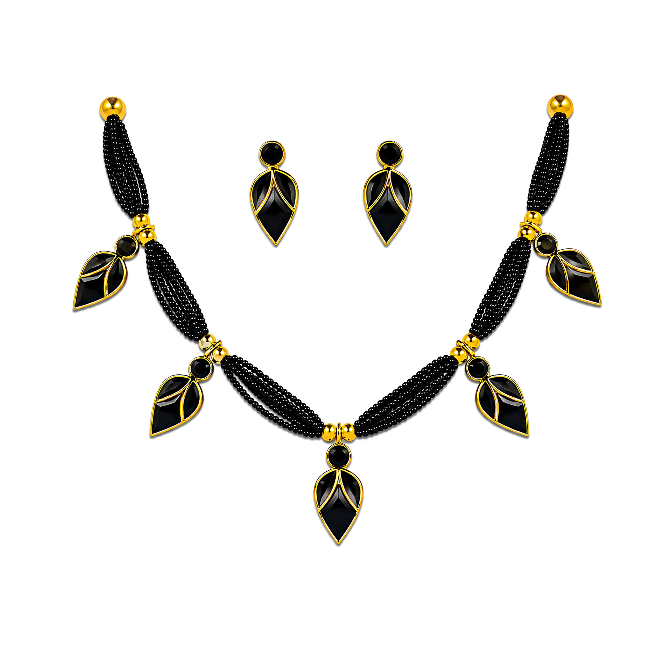 Phranky Collection Assamese Gohona Traditional Necklace Set | Copper Brass Gold Plated Axomia Gohona Assamese Jewellery for Women & Girls — Bihu Namghar Mekhela Chador Cultural Wear-image-35