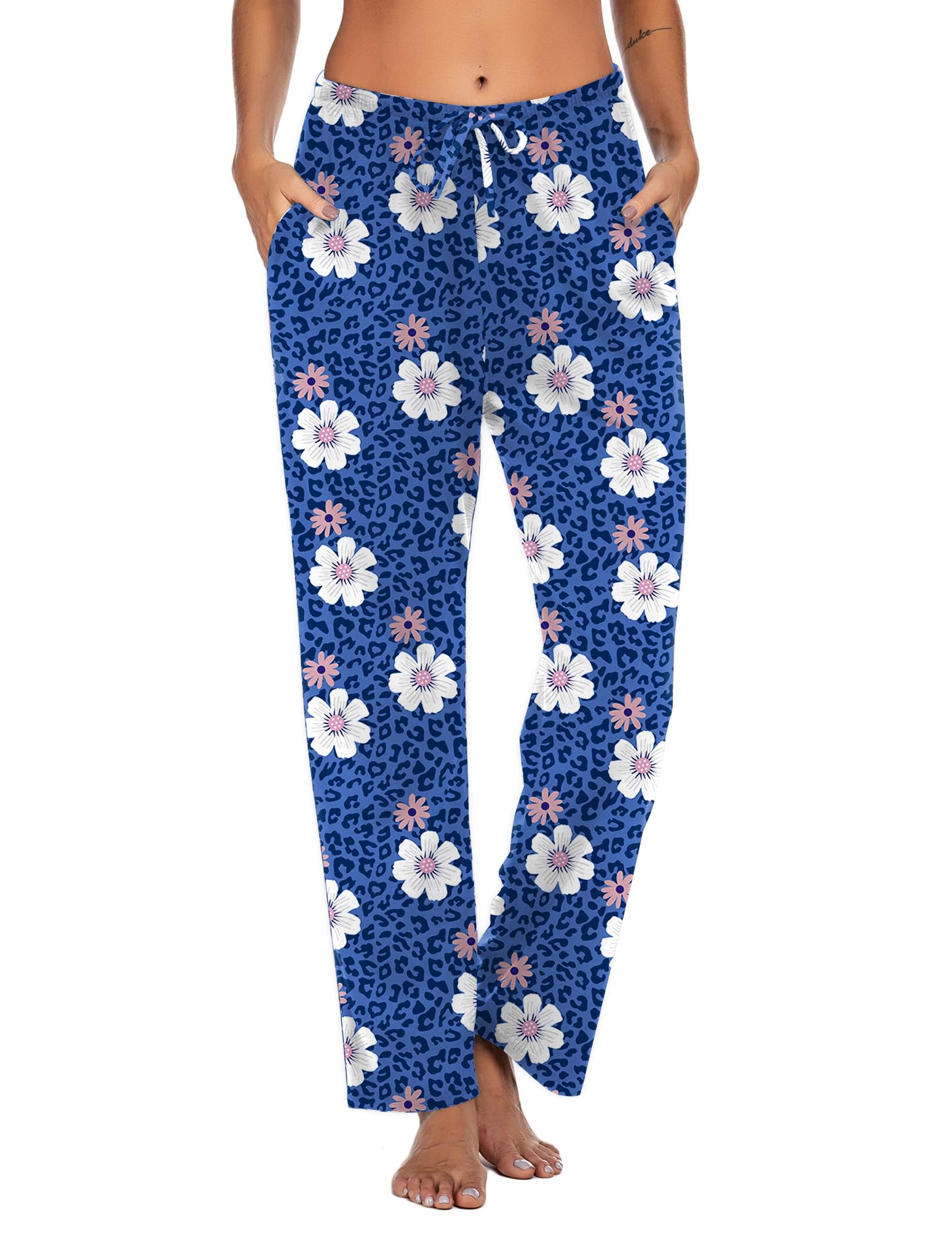 Ekouaer Women Pajama Pants Comfy Pj Bottom with Pockets Stretch Plaid Sleepwear