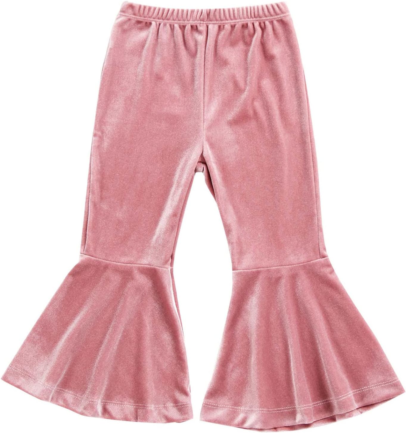 Baby Kids Girls Velvet Bell Bottoms Flared Casual Pants High Waist Soft Solid Color Leggings Trousers