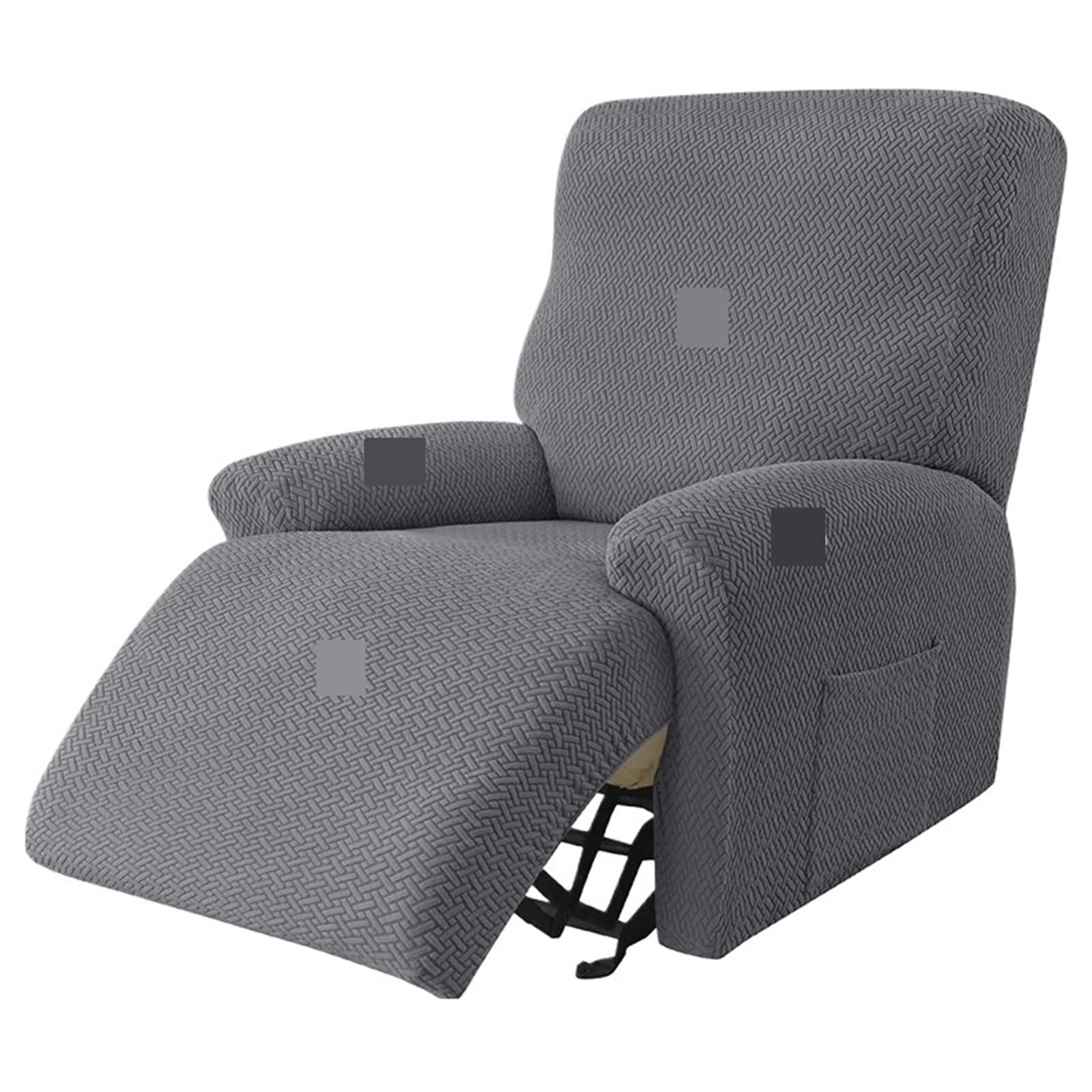 WJIAYAO Thick Plush Recliner Chair Cover Jacquard Stretch Recliner Sofa Covers Elastic Split Armchair Chair Cover Non-Slip Chairs Slipcovers for Living Room(Dark Gray Cover)