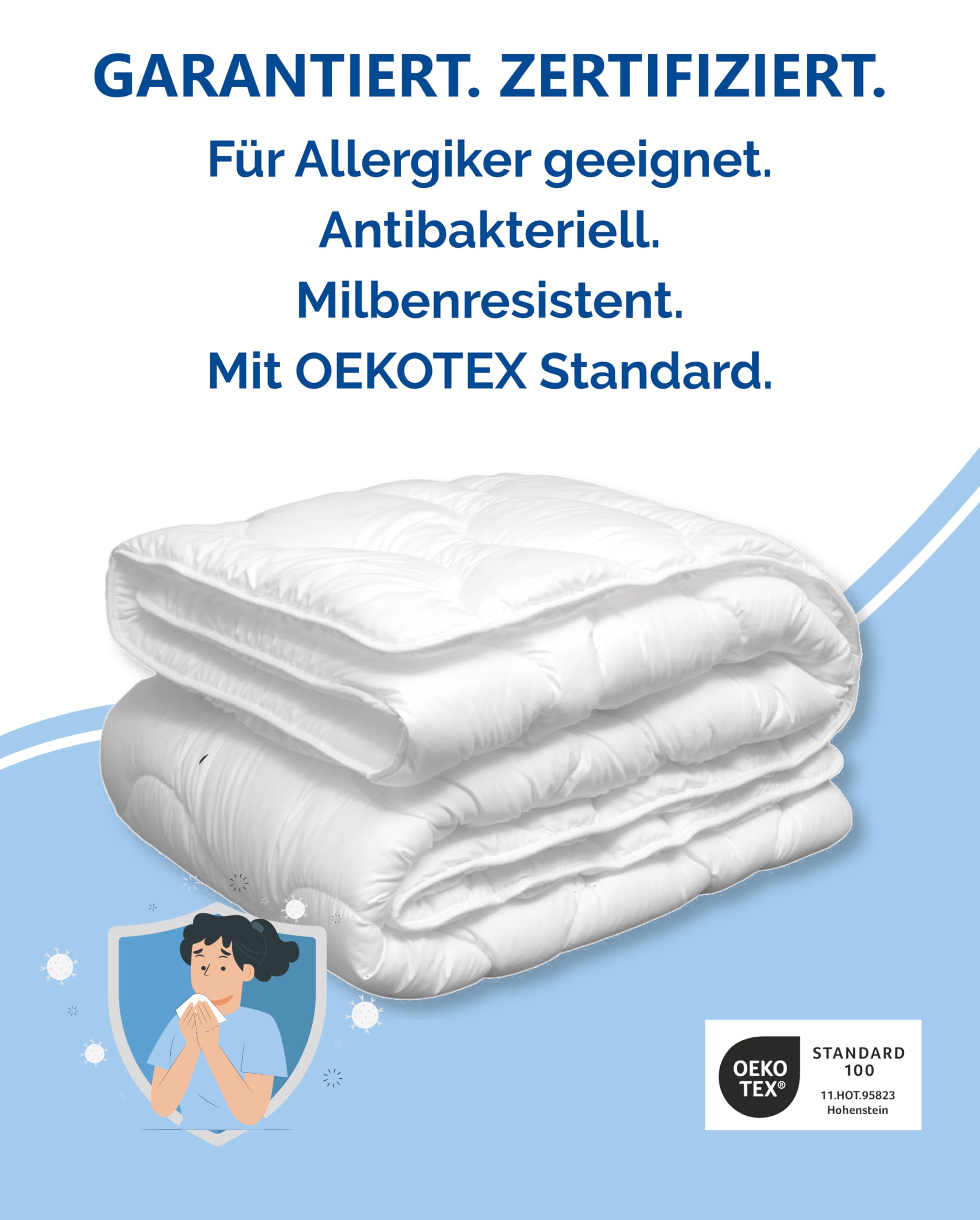 Koru Kids® Kinder Bettdecke 100x135 cm - für Frühjahr/Sommer - Set mit 2 Kinder-Bettbezügen Delfin & Panda – mit 95° waschbar – extra Hygiene für Allergiker – Kinderbettdecke - Duvet