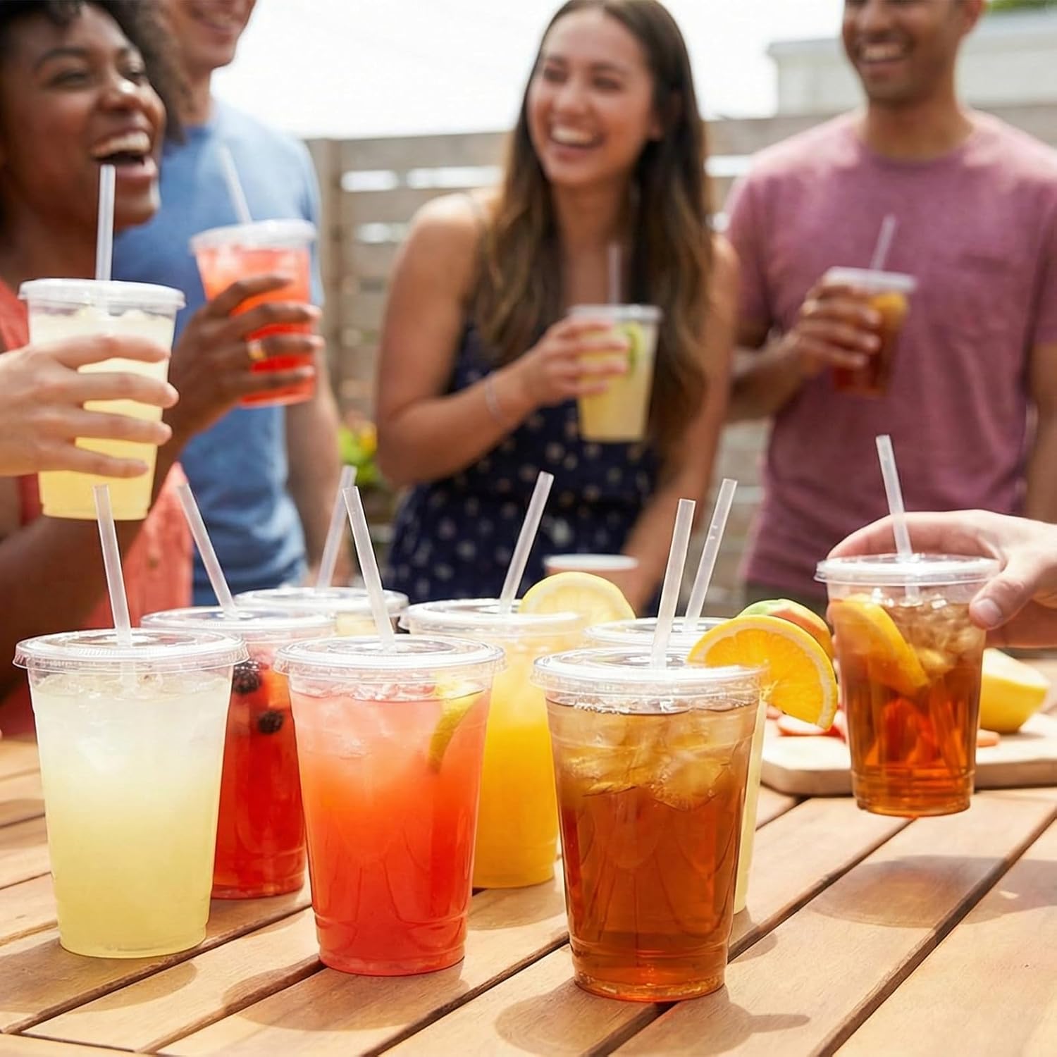 500 Pack 16 oz Clear Plastic Cups with Lids and Straws, Disposable Coffee Cups With Lids -Perfect for Coffee Shops, Catering, Parties & Events