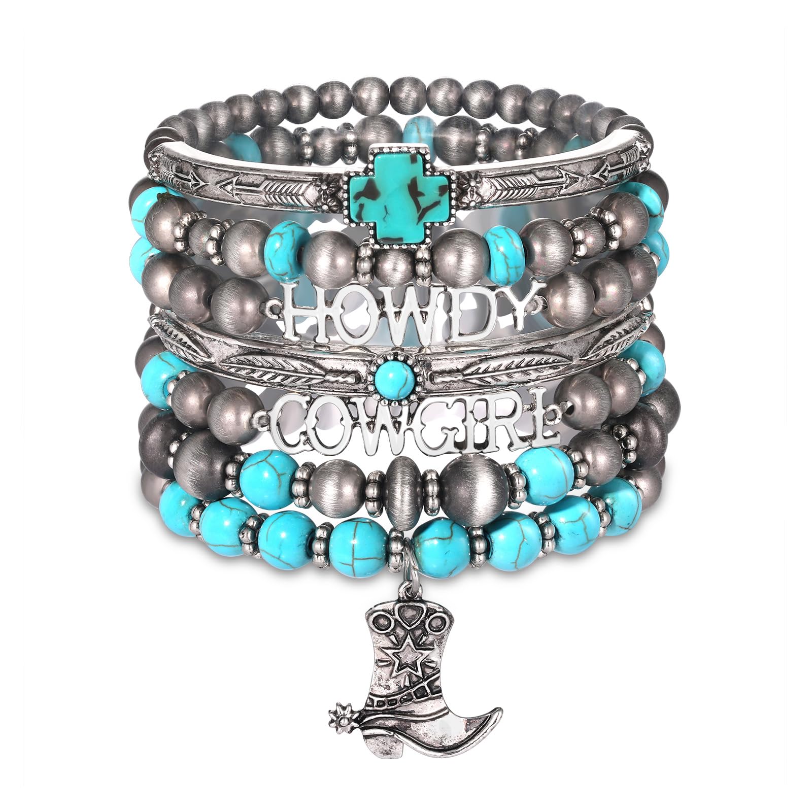 Pulsera de turquesa occidental, pulsera apilable hecha a mano con piedras preciosas para mujer, regalo de cumpleaños de Navidad, Plata, No es una piedra preciosa