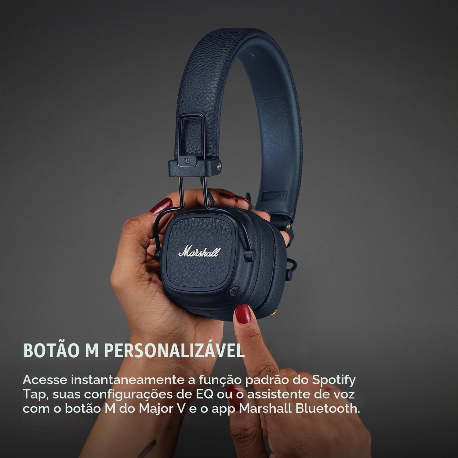 Marshall Major V Bluetooth On Ear Headphones - Midnight Blue