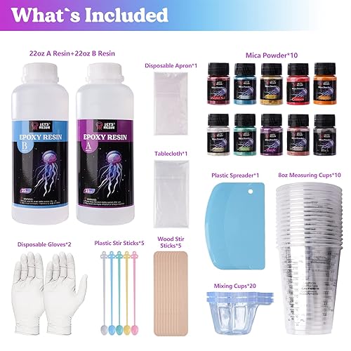 Miniatura 5 de LET'S RESIN Kit de inicio de resina epoxi para principiantes, kit de arte de resina de 44 onzas para manualidades, resina de curado rápido para