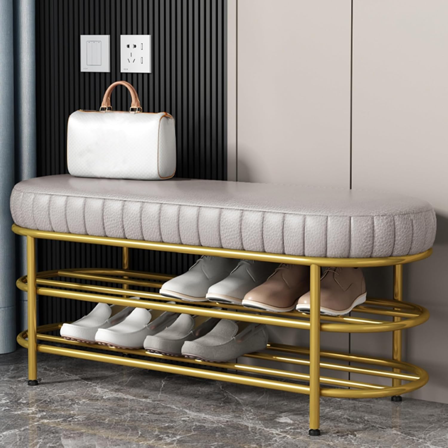 Benches Garden Bench Outdoor Patio Seating Backless Park Chair Lawn Path Slatted Seats,Storage Bench Shoe Stand for Entryway,3 Tiers Large Shoe Rack,Cushioned Shoe Bench, Benches Shoe Fittin