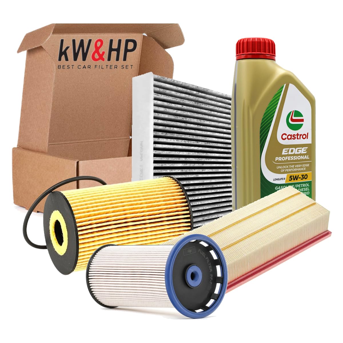 KIT TAGLIANDO 4 FILTRI E 5 LT LITRI OLIO MOTORE ORIGINALE 5W30 COMPATIBILE CON PASSAT B7 GOLF VI 1.6 TDI, TIGUAN, Q3 2.0 TDI