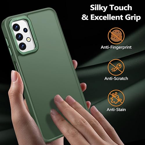 Miniatura 10 de Rayboen Funda para Samsung Galaxy A32 5G, translúcida esmerilada con parte trasera de silicona con borde de piel, antihuellas, antiarañazos, funda