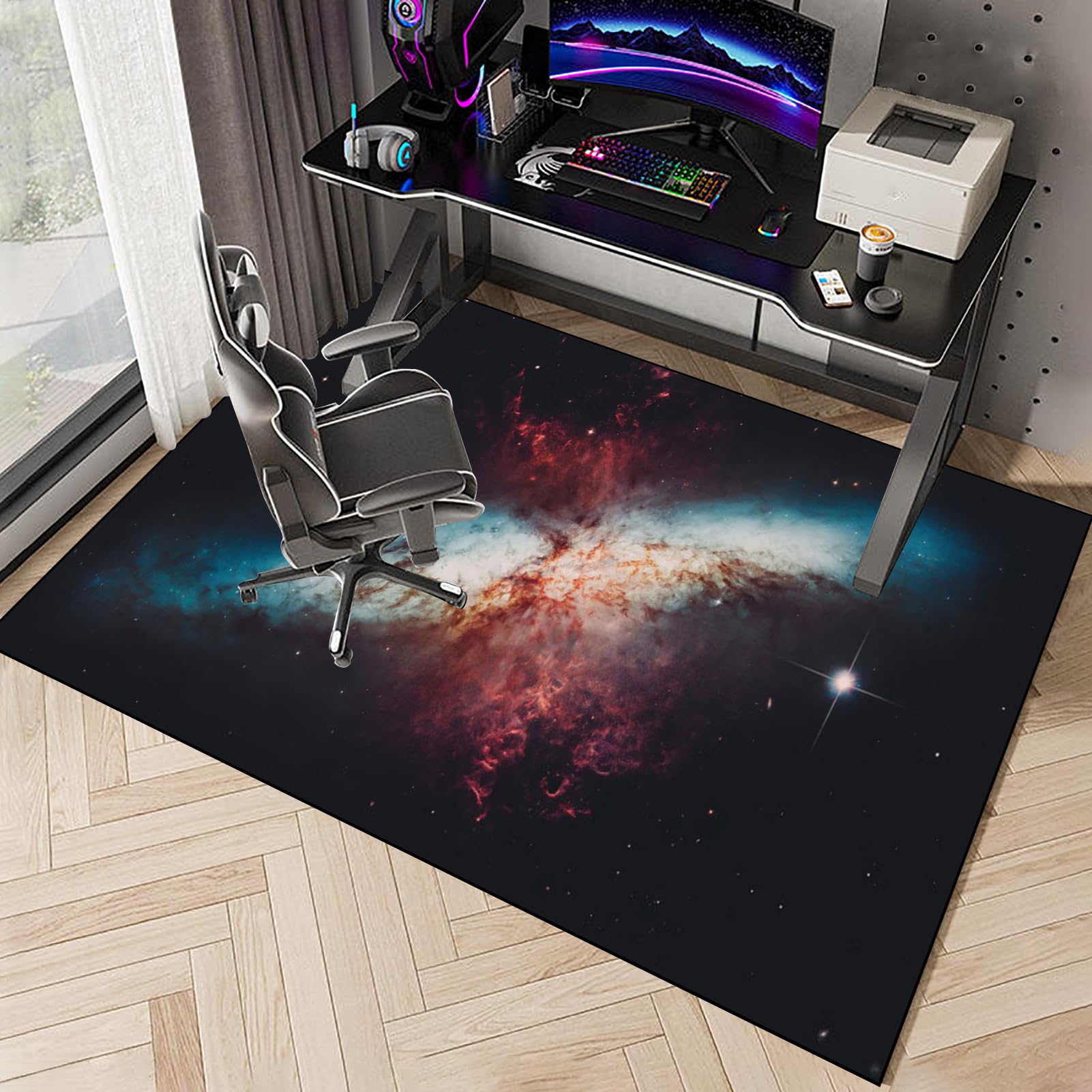Tappeto Gaming pavimento, Tappetino Salvapavimento Antiscivolo, Tappeto per Sedia Ufficio per per Pavimenti in Legno Duro, Tappetini di Protezione per Pavimento per Parquet e Laminato 150 x 180 cm
