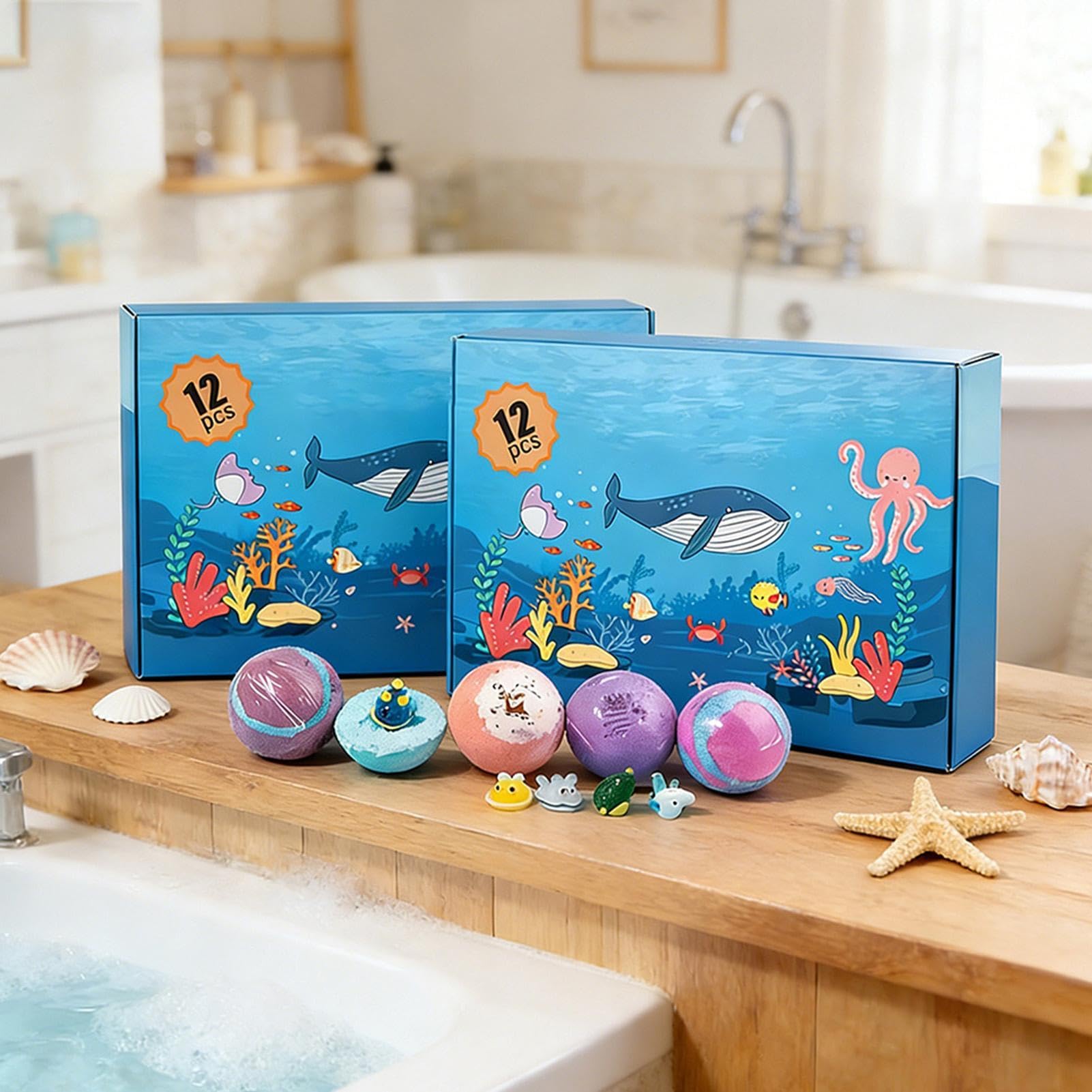 Bombetta da Bagno Effervescente 12 Pezzi Detergente Corpo Rinfrescante | Set Spa con Giocattoli per Spa Hotel Viaggio Casa Vasca Bambini Ragazzi