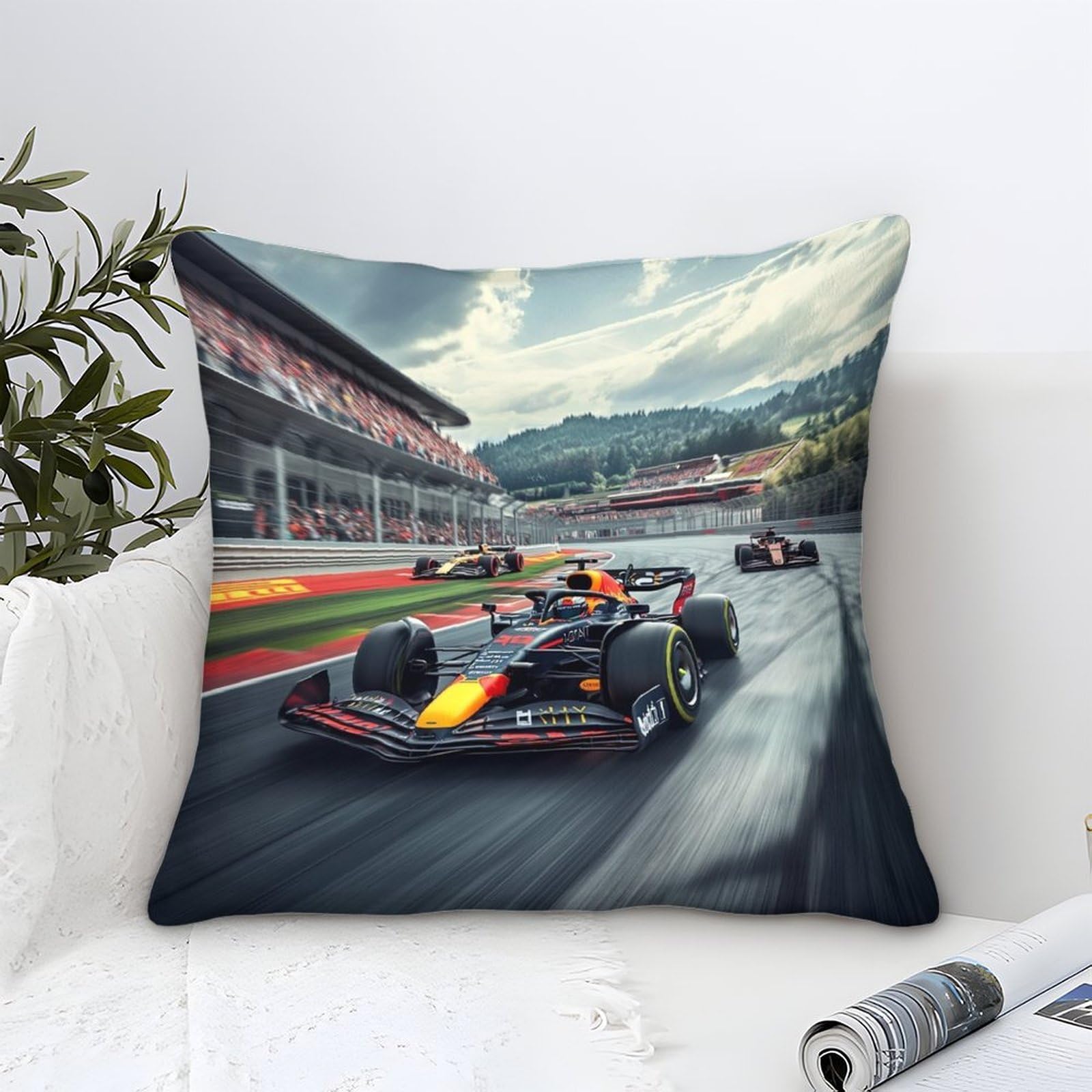 Xiaopangxy Formulaa Racing-2 Formulaa Racing Cushion Cover Decor, Ornament Racing Car Pillow Cover For Home Livingroom Couch Bed Sofa Decorate Throw Pillow Case 50X50cm
