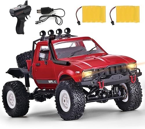 RC Crawler 116 Escala RC Rock Crawler, WPL C14 All Terrain RC Car RTR 4x4 Off-Road Camiones de control remoto con luces LED y dos baterías para