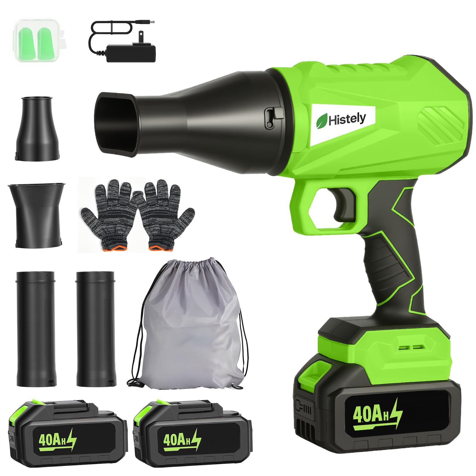 Souffleur de feuilles sans fil 2025 brushless avec 2 batteries 4.0Ah et 4 accessoires