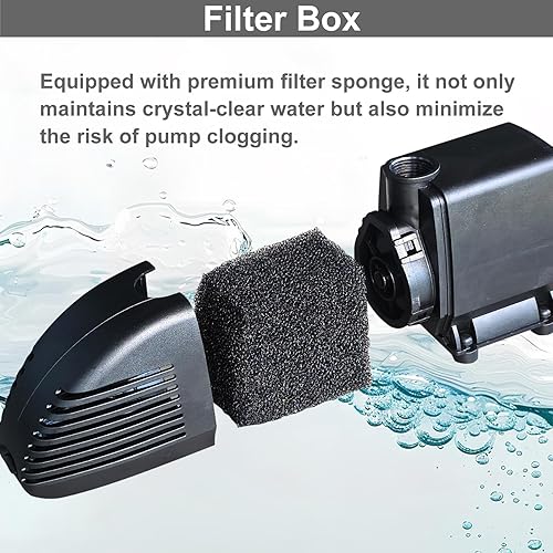 Miniatura 5 de Filtro de estanque con kit de fuente de bomba, bomba sumergible para estanque Koi, filtros para estanque al aire libre, 3 patrones de agua,