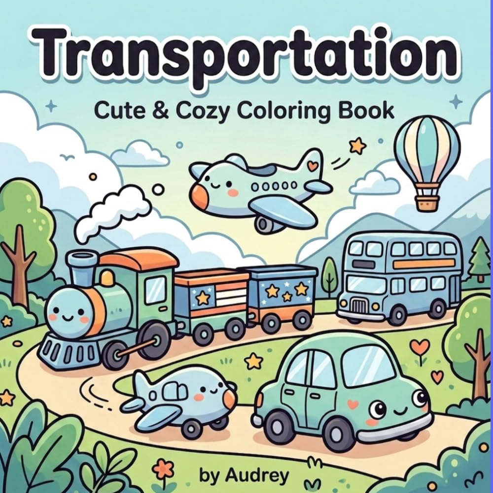 Transportations: Cute & Cozy Coloring Book