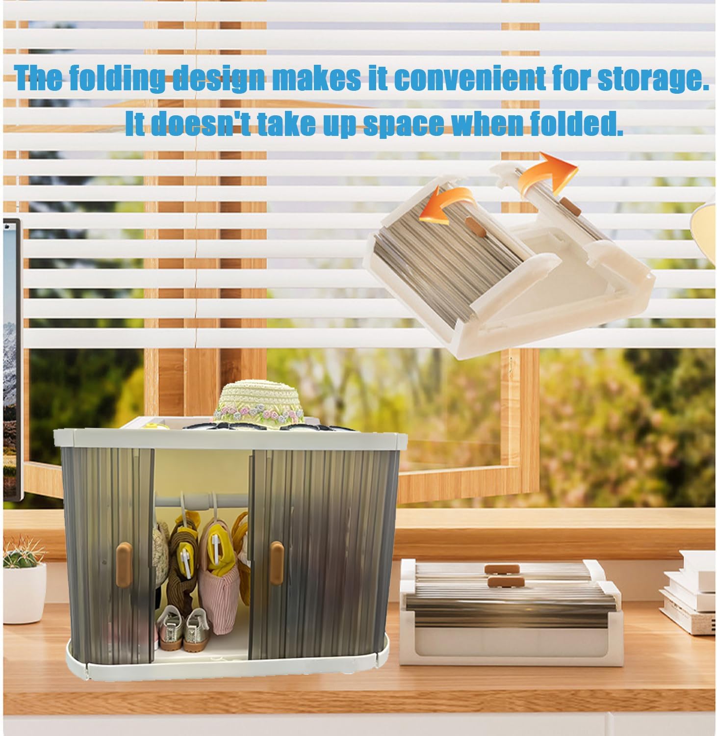 Foldable Doll Wardrobe Storage Box Compatible with Labubu Clothes,with 10 Clothing Rack & 1 Rod,Cabinet for 15/17cm Doll Clothes Storage with Cover & Display Shelf (Without Clothes)