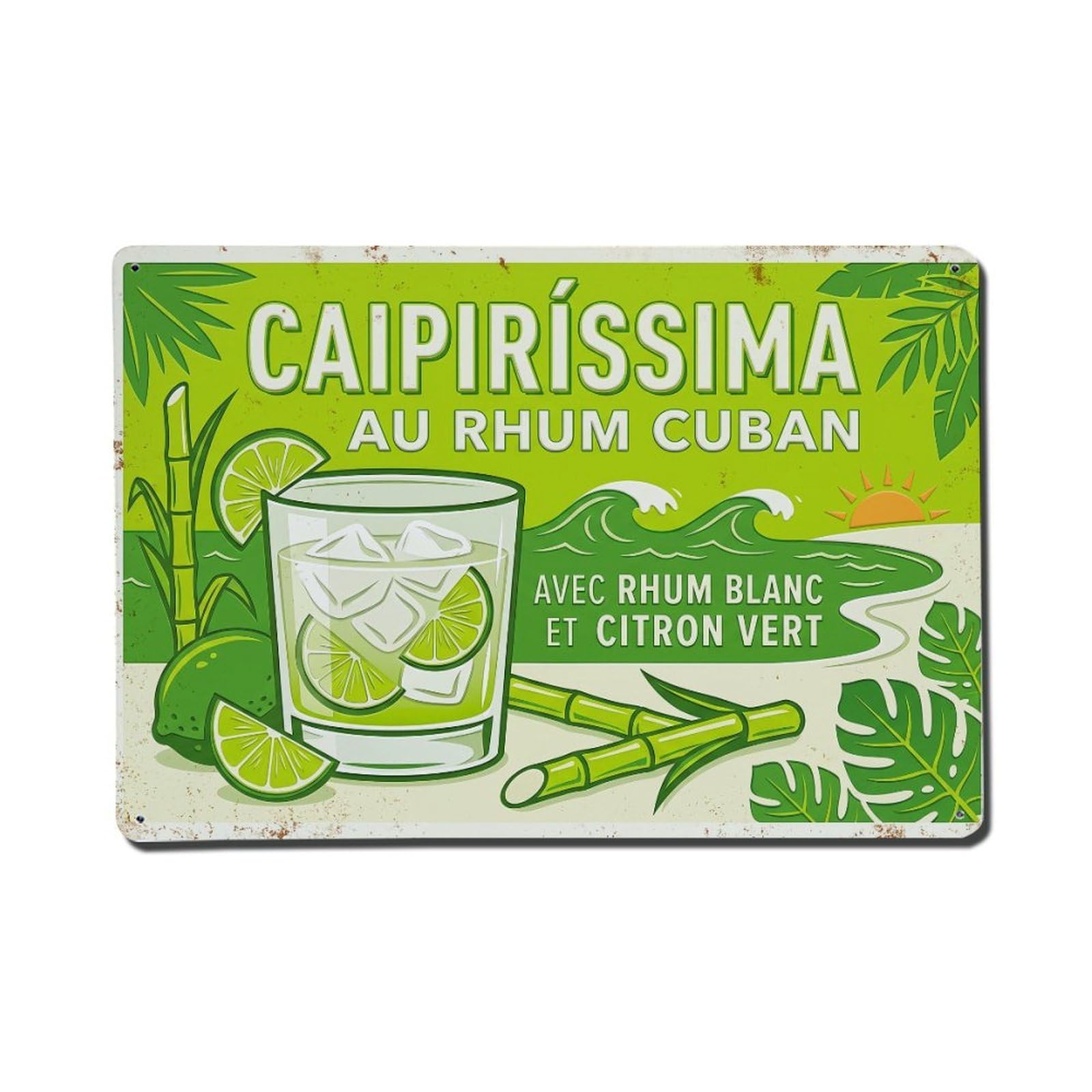 Caipirissima Crisp Taste Metal Tin Sign Plaque Wall Decor for Cafe, Club Bar, Office, Home Garden Metal Poster 8x12Inch