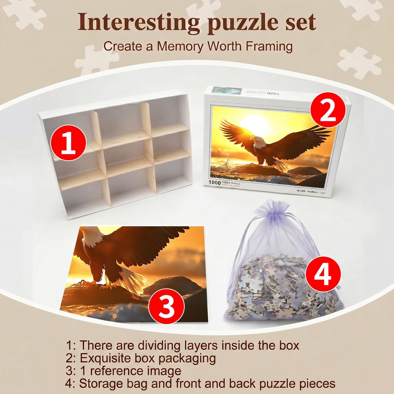paesaggio Tramonto Puzzle 1000 Pezzi per Adulti, Puzzle in Legno - Collezione Classica con Poster Incluso - Sfida di Concentrazione e Passatempo Antistress, Gioco per Famiglia, 75 x 50 cm f0-509