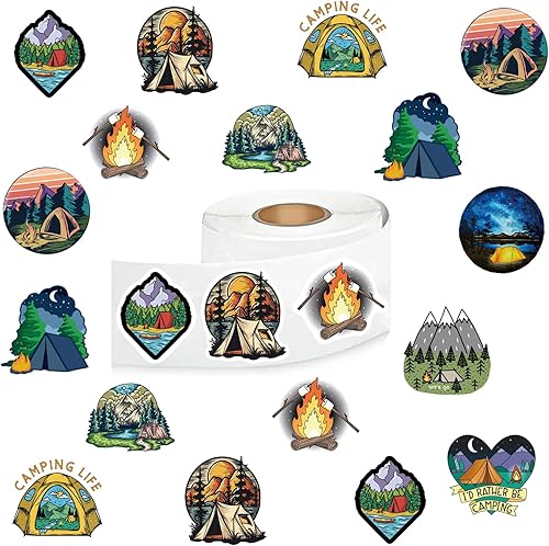 500 etiquetas autoadhesivas de sello redondo estético de campamento para Navidad, Halloween, decoración de fiestas para niños, adolescentes, niñas,