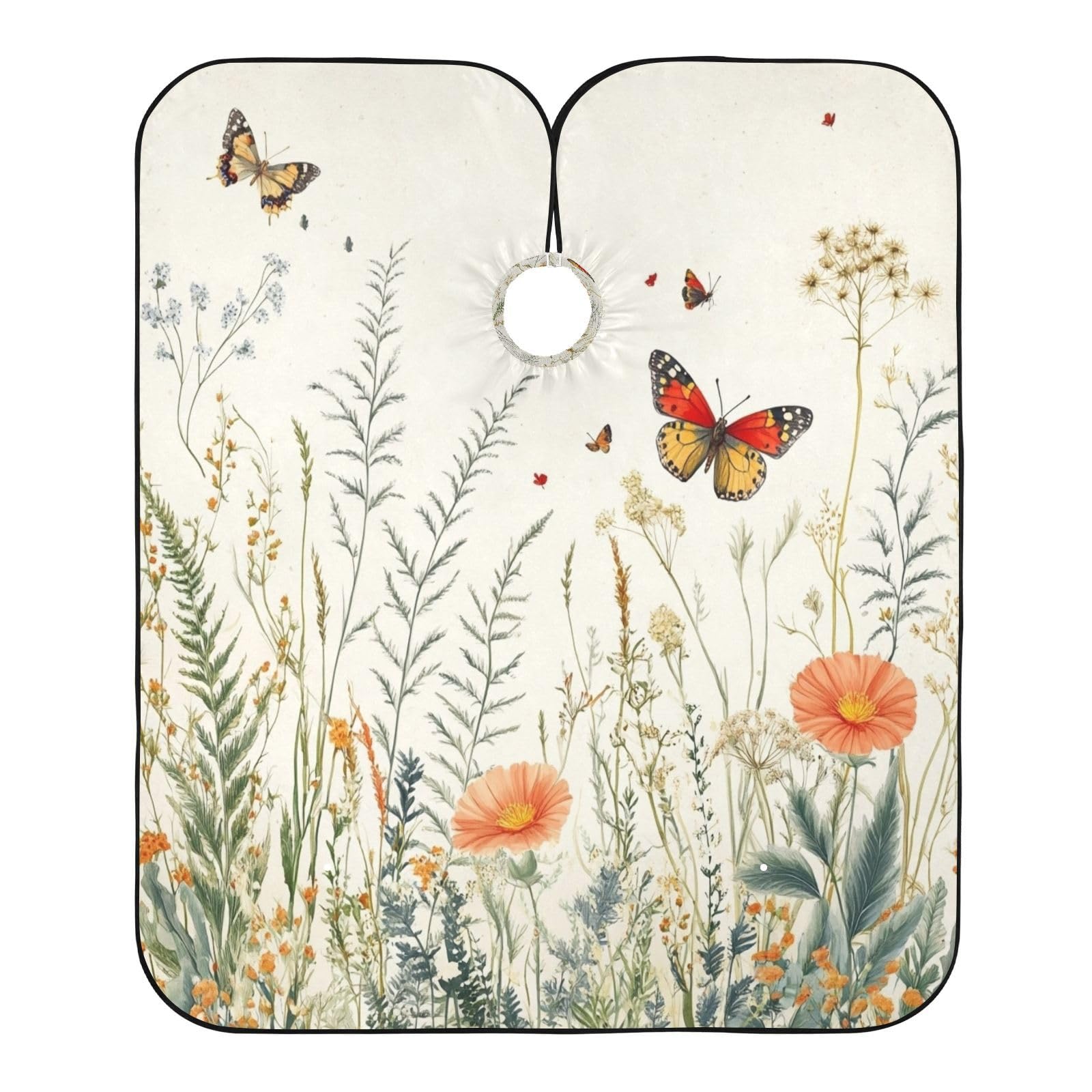 Kigai Hair Cutting Cape for Men & Women Wildflower Butterfly Waterproof Barber Cape Professional Hairdressing Salon Styling Cape with Adjustable Closure Snap