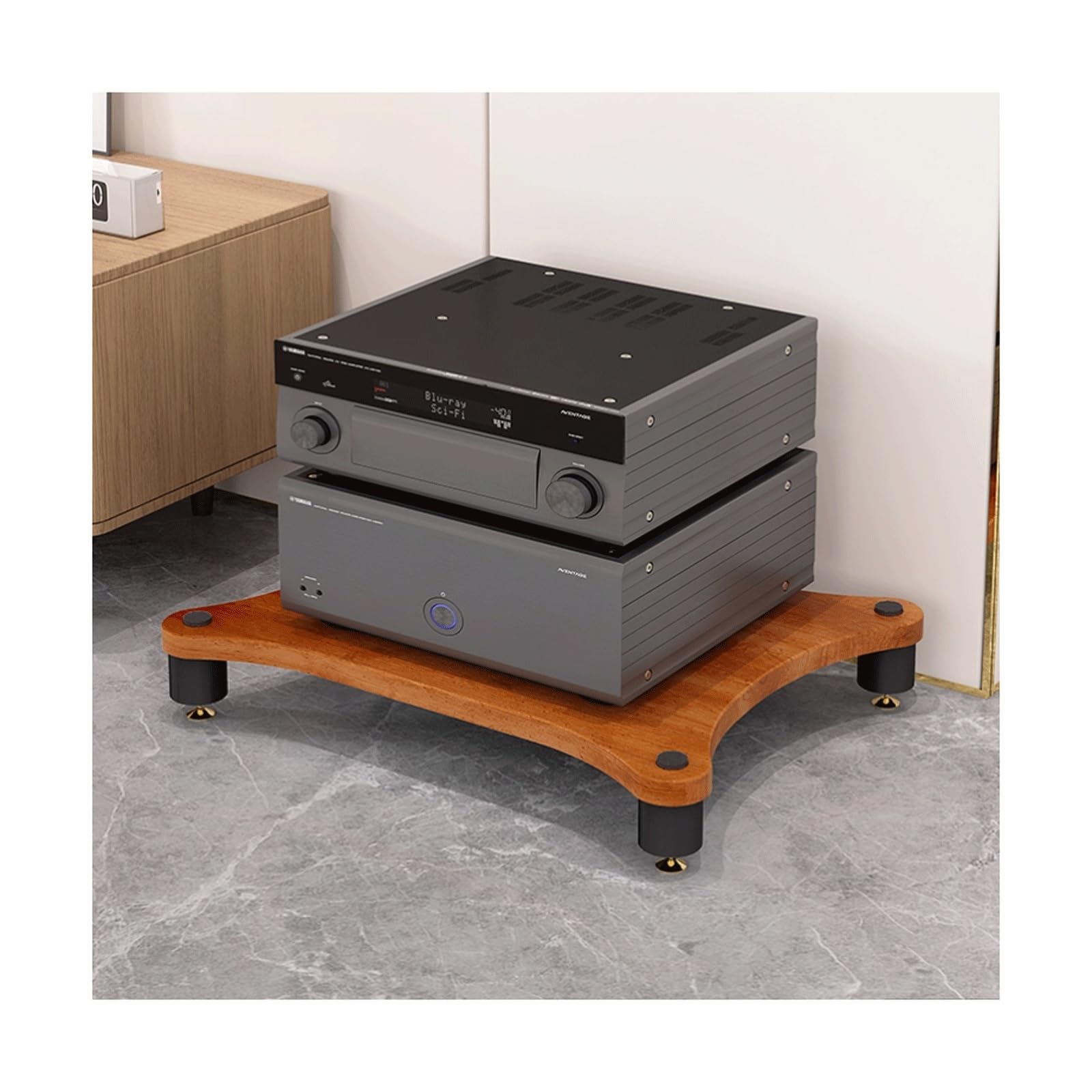 Soporte Hi-Fi para Equipos de Música y Mueble de Madera de Dos Niveles Audiovisual para CD