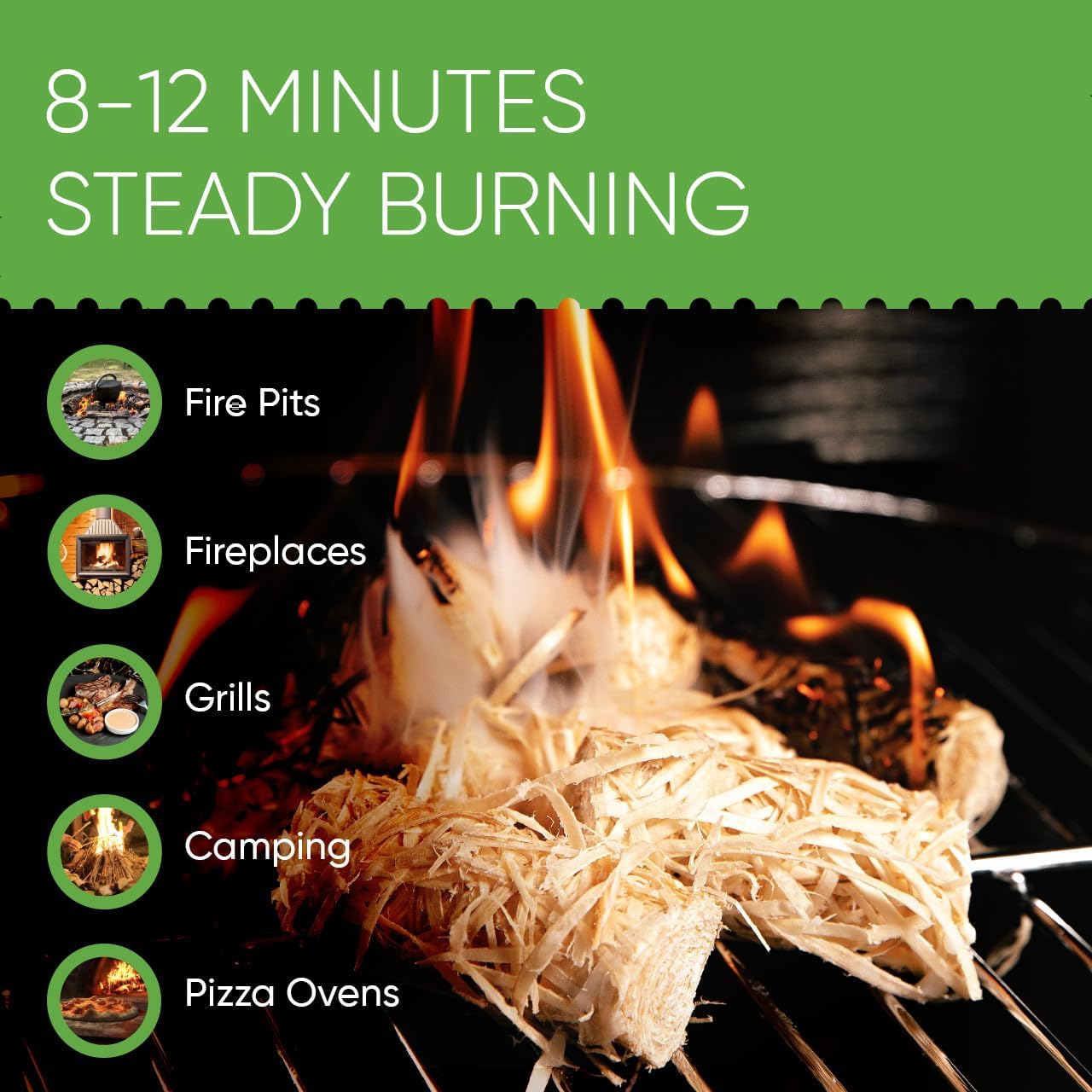 Inflame Fire Starters Set: 9 lbs Kindling Wood +24 pcs Firestarters for Campfires, Grill, BBQ, Fireplace, Woodstove - Charcoal Starter - Waterproof, Weather-Resistant - Natural Wood Fireplace Starters