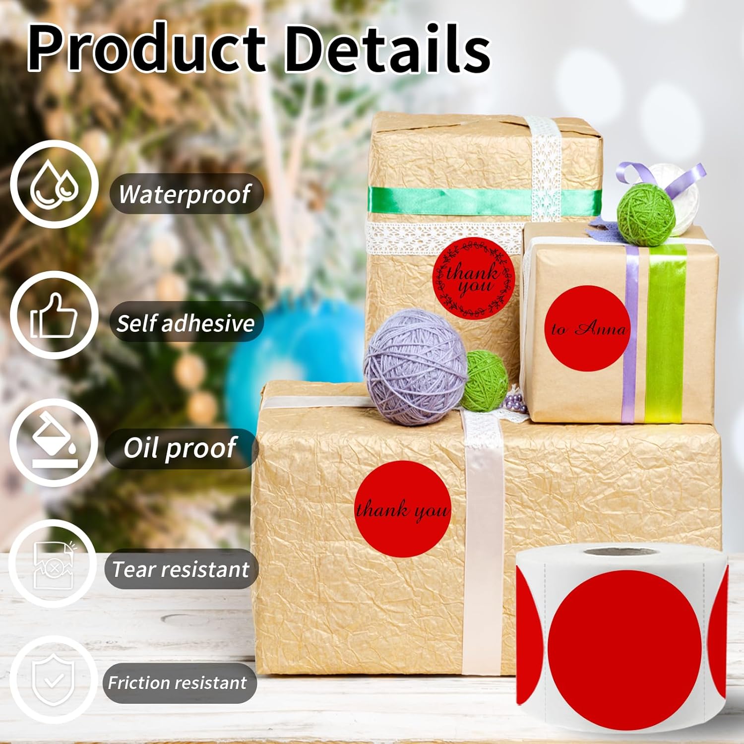 2 Inch Red Round Thermal Labels, Self-Adhesive Direct Printer Stickers for DIY Logo Design, Name Tag (500/Roll) - Image 3