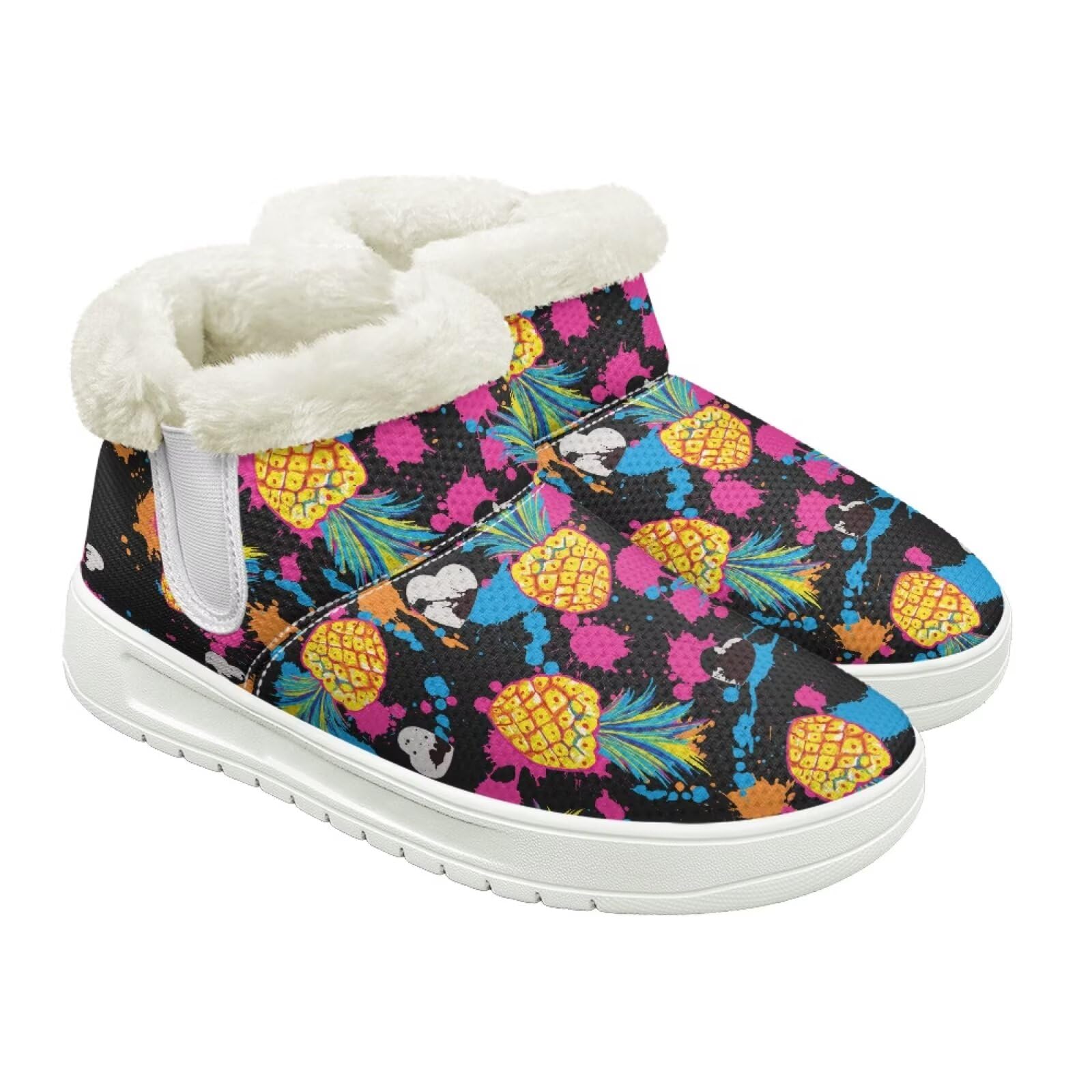Howilath Fruit Women Winter Boots Flannel Outdoor Booties Hiking Travel Shoes Warm Snow Boots with Anti-Skid Sole