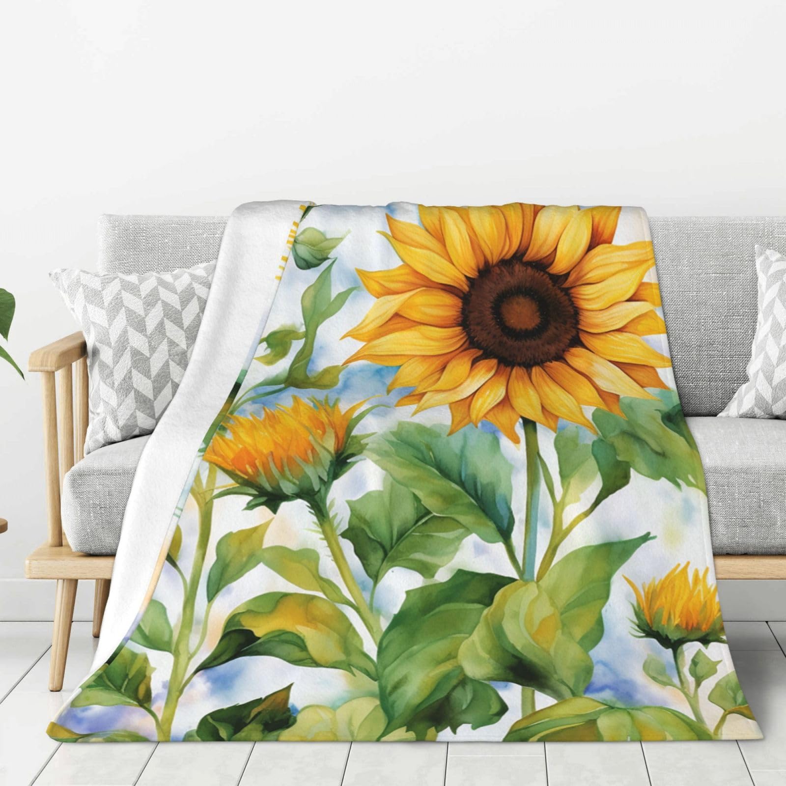 Couverture en flanelle douce au motif tournesol pour réchauffer le cœur