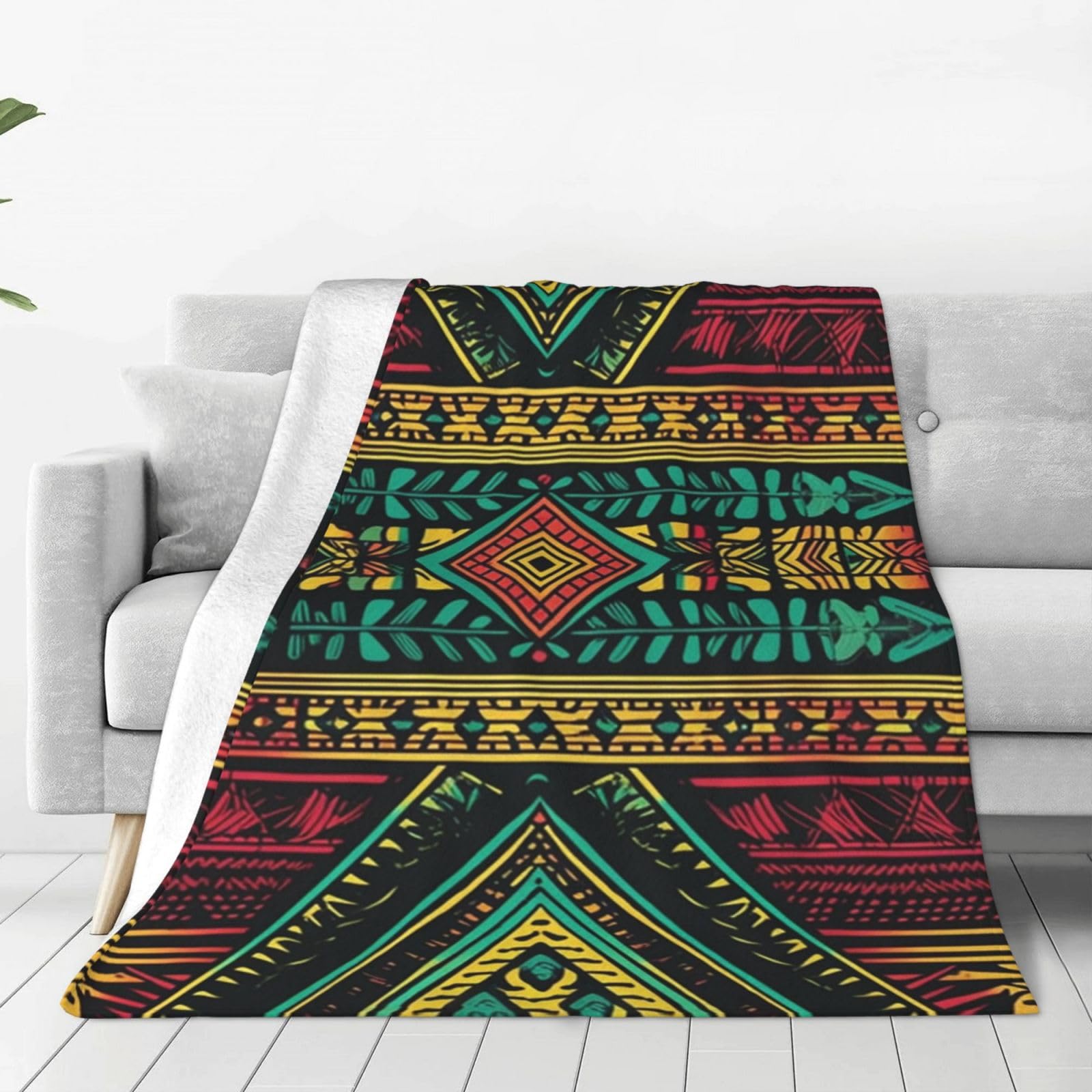 Couverture micro polaire imprimé tribal 152x127 cm plaid canapé doux