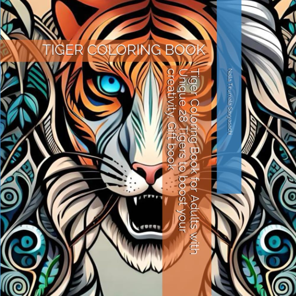 Livre de coloriage tigre pour adulte avec 28 illustrations uniques pour stimuler la créativité
