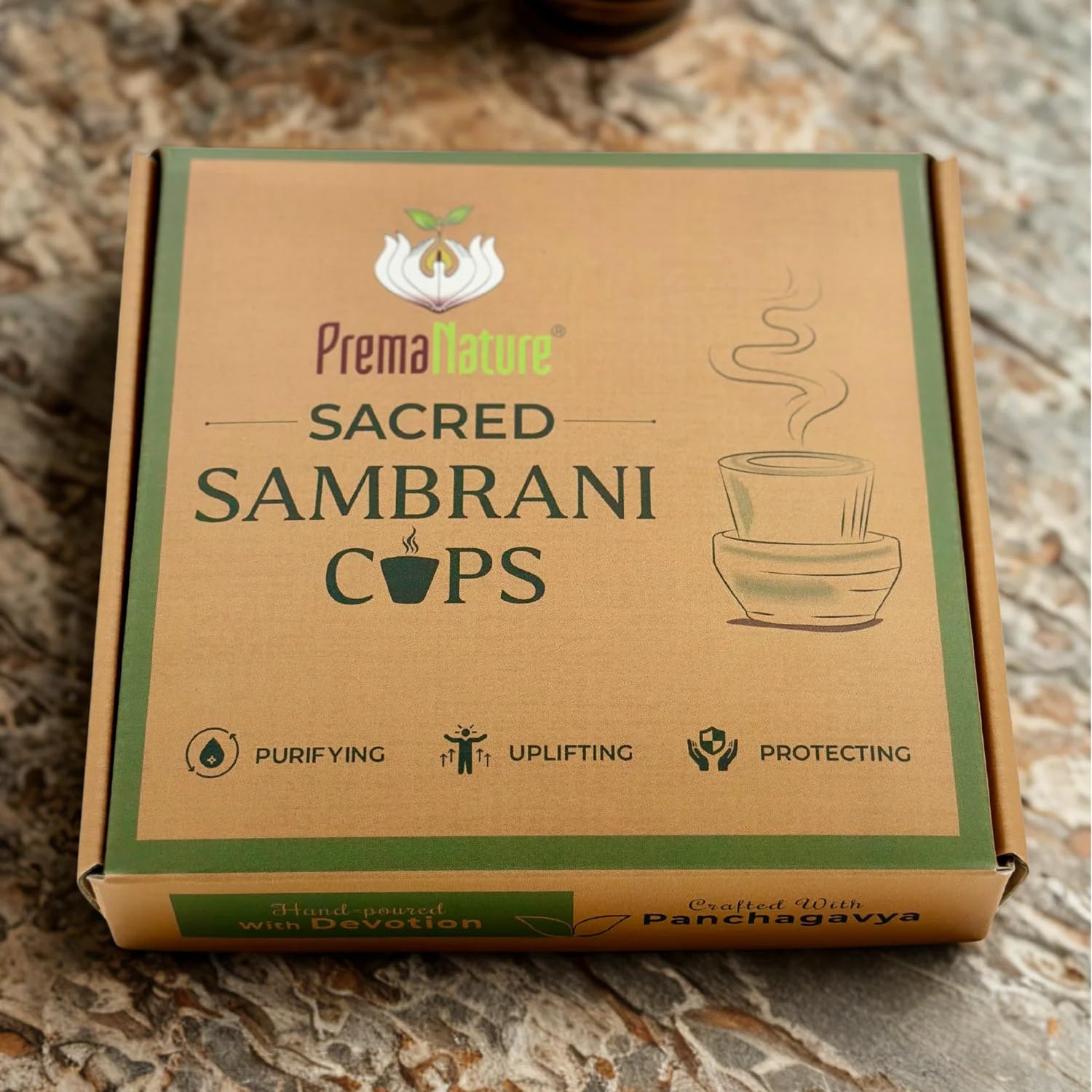 Sacred Sambrani Cups Panchagavya Incense - 6pack | Purifying & Uplifting, Hand-Poured, Crafted with Panchagavya, Divine Fragrance, Protecting-image-1