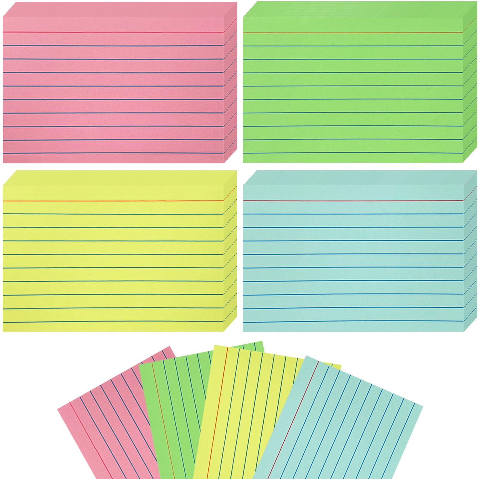 Amazon.com : Colored Index Cards 4x6 Ruled, 160 Sheets Flash Cards for ...