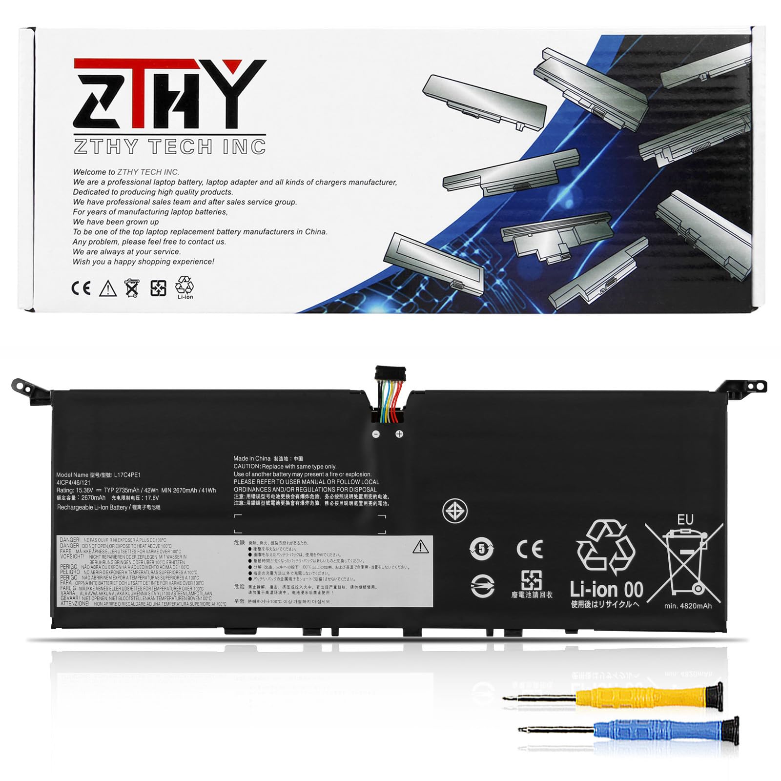 BLESYS Batterie L17C4PE1 L17M4PE1 Pour Lenovo Yoga S730-13IWL / IdeaPad 730S - 42Wh 15.36V