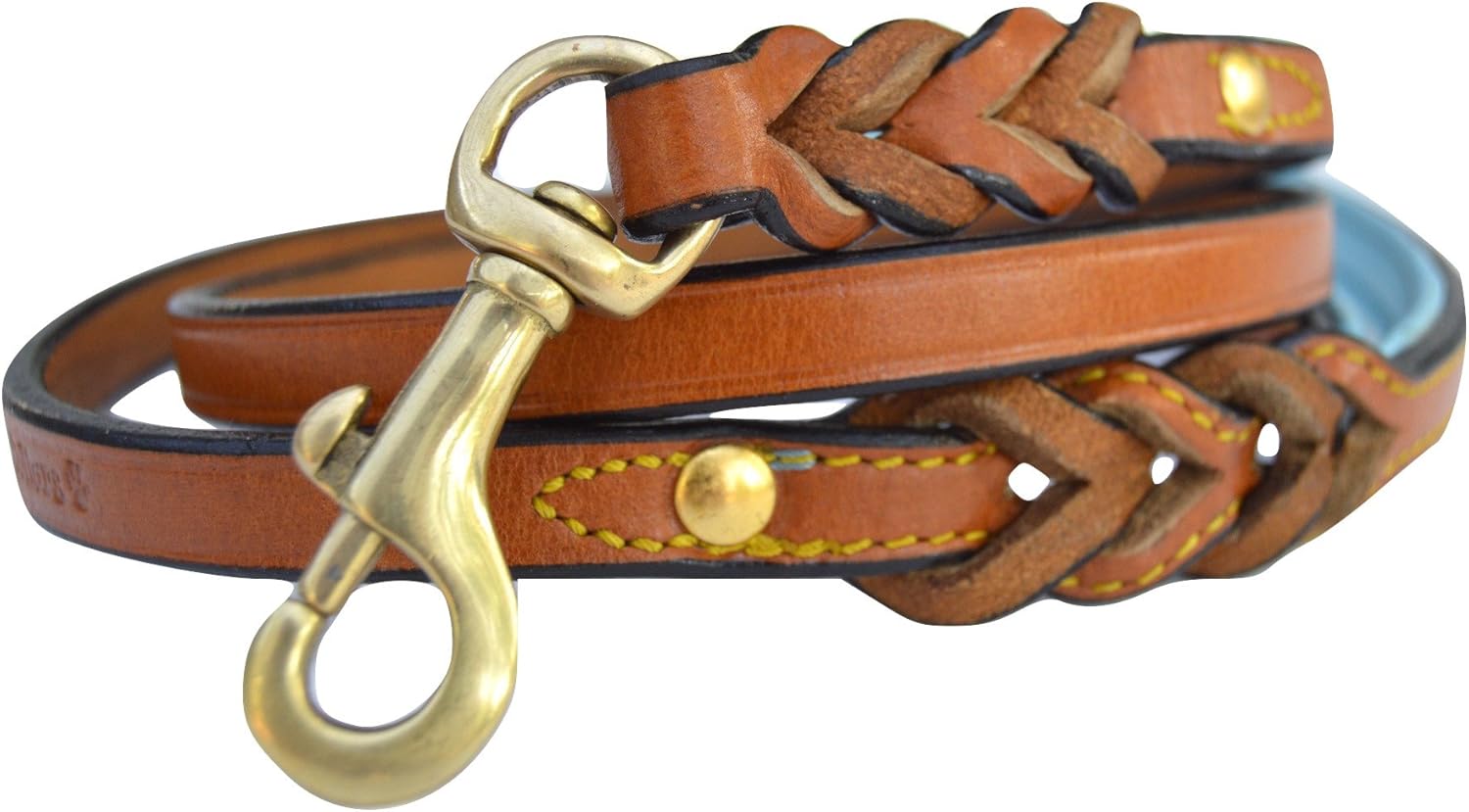 Soft Touch Collars Leather Braided Dog Leash, Tan with
