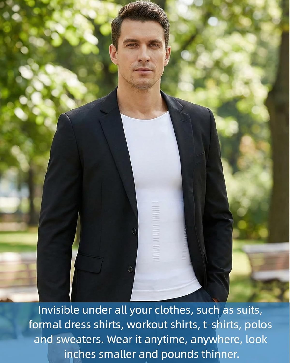 Men's Compression Shirt Undershirt Slimming Tank Top Workout Vest Abs Abdomen Slim Body Shaper - Image 2