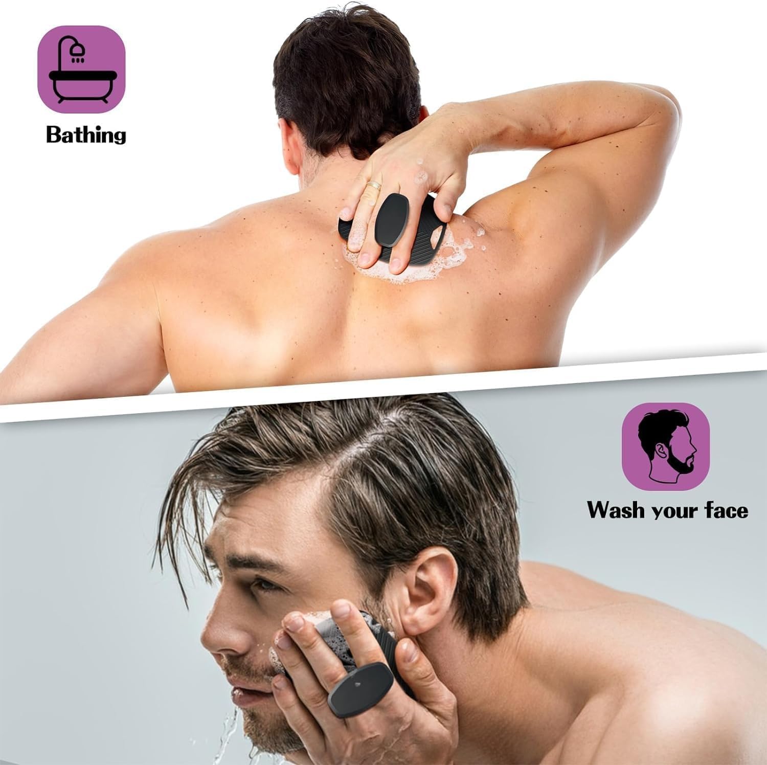 Xmart India Silicone Body Scrubber Bath Brush,Lather Boosting & Exfoliating Scrubber for Nourishing Skin, No-Slip Handle, Body Exfoliator for Men & Women, Effective Skin Cleaning(1 Pc,Black) - Image 6 thumbnail