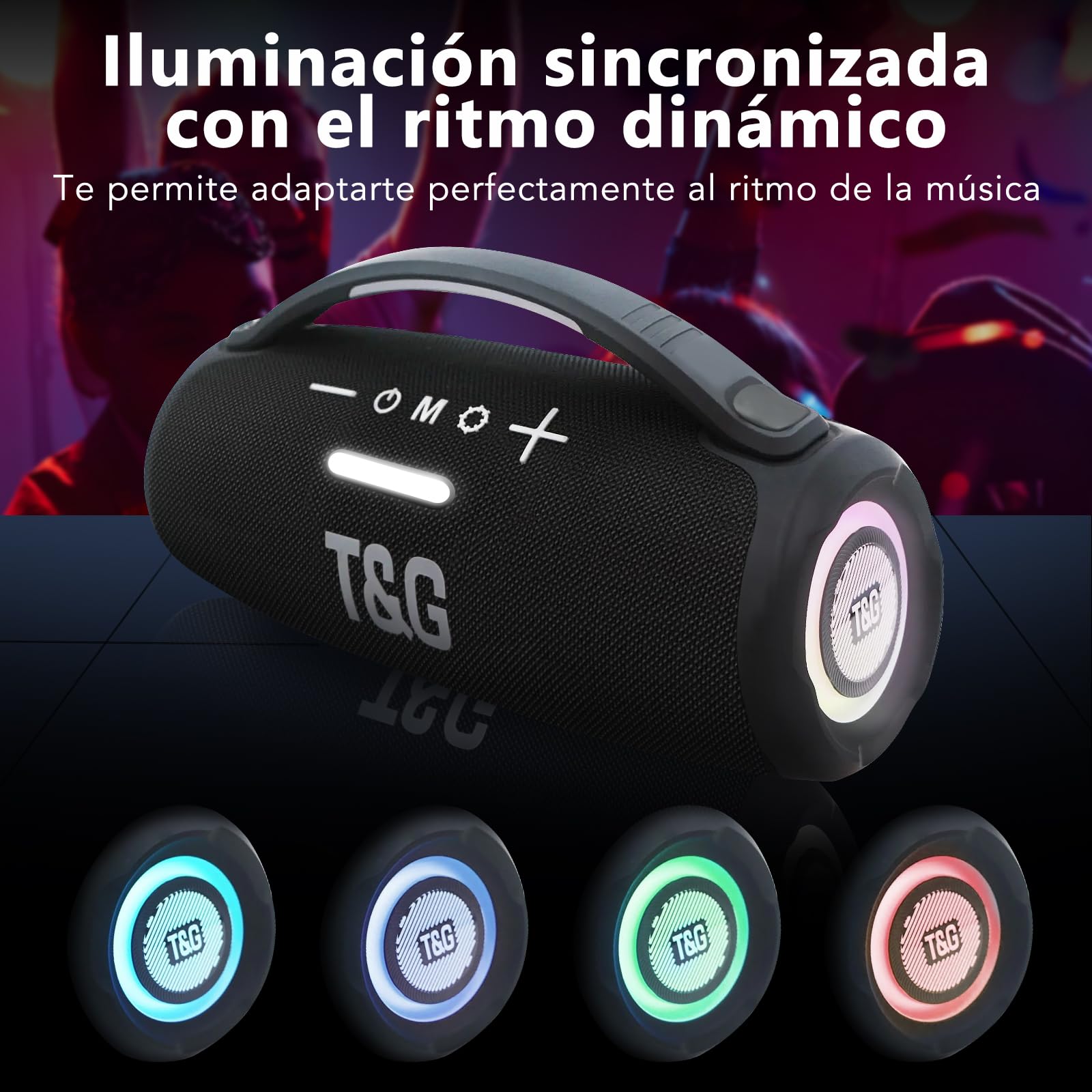 EASY SPEED Altavoz Bluetooth Potente 5.3,Altavoces Bluetooth Impermeable,Conexiones USB (Tipo-C), Aux, Radio FM,Alcance 10 Metros,para Exterior,Negro