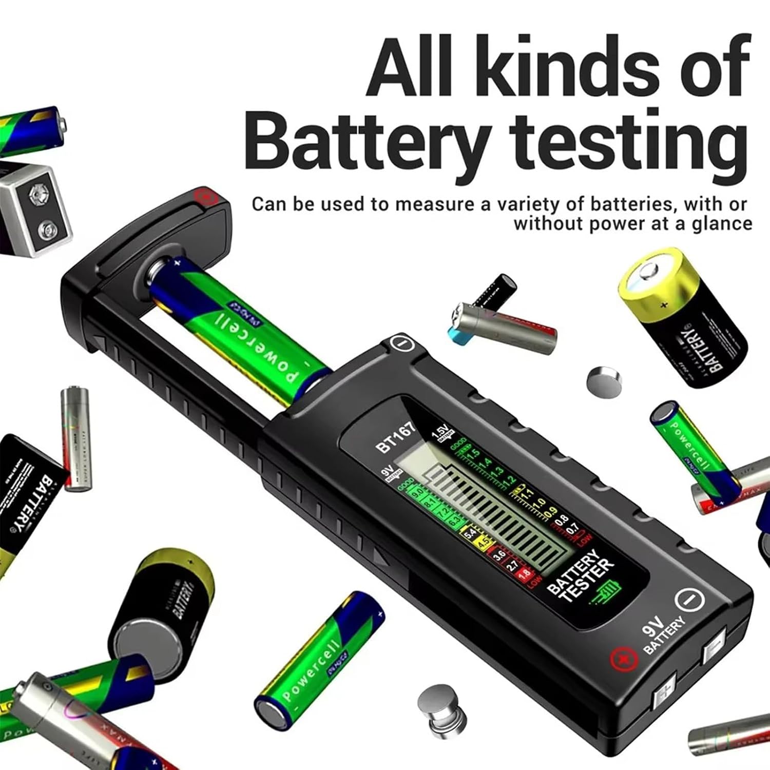 Easy to Use Battery Tester Battery Voltages Tester Power Meter Suitable for Home Offices Outdoor Use