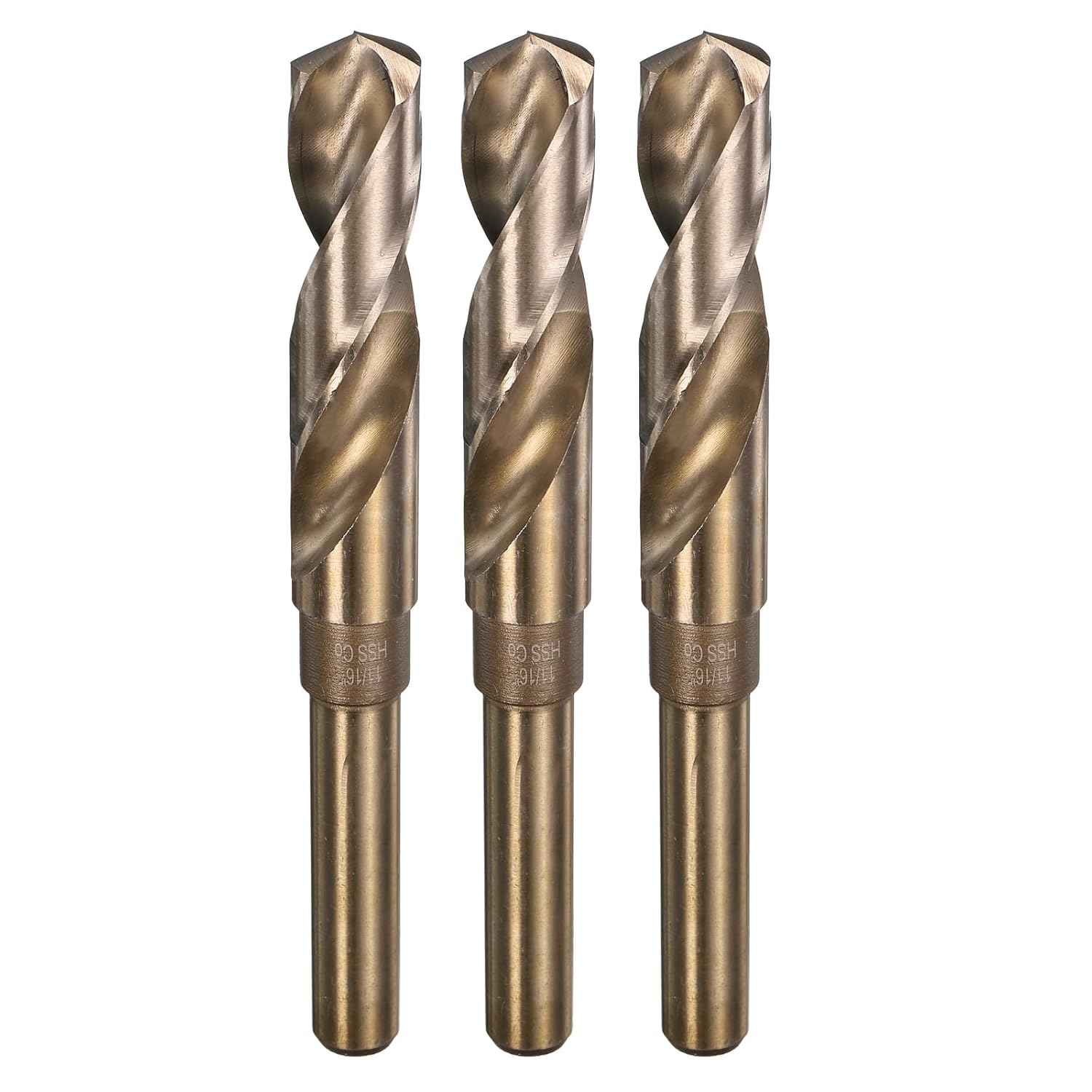uxcell 3pcs 11/16" M35 Cobalt Twist Drill Bits, High-Speed Steel Jobber Drill Bit for Stainless Steel, Hardened Metal, Cast Iron, Aluminum, Copper, Soft Alloy Steel, Wood, Plastic