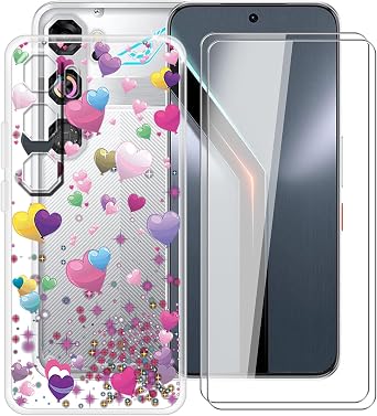 for Nubia Neo 5 GT Case + 2 x Tempered Glass Screen Protector, Ultra Thin Anti-Scratch Shell, Clear Soft TPU Shockproof Protective Case for Nubia Neo 5 GT 6.80" - YQ29
